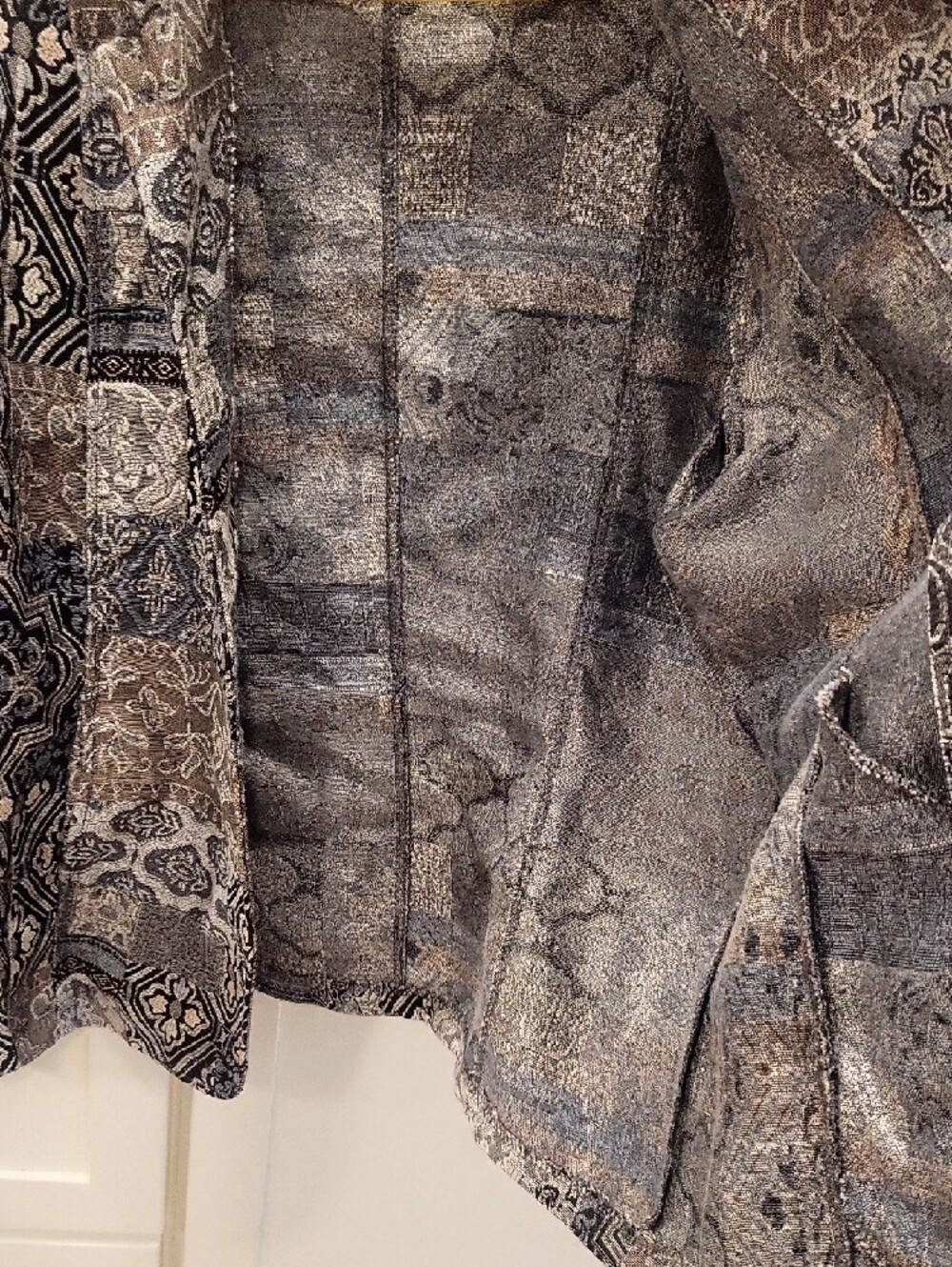 Haband Black and Gray Patchwork-Print Button Jacket - Picture 4 of 7
